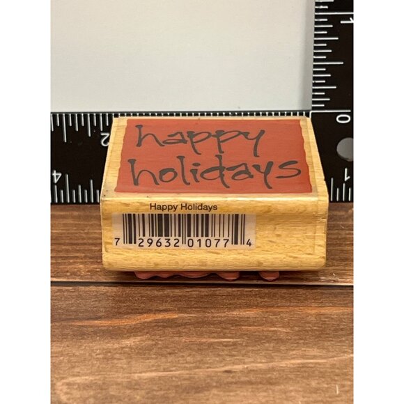 Vap Scrap Happy Holidays Wood MOUNTED Rubber Stamp BY ELLEN VENER - Picture 4 of 4